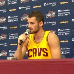 Kevin Love Close Up - Podium on Media Day 2014