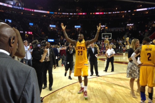 LeBron James Arms In The Air Postgame 2015