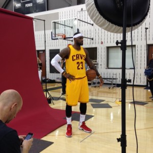 LeBron James Standing Photo Ball On Hip Cavs Media Day 2014