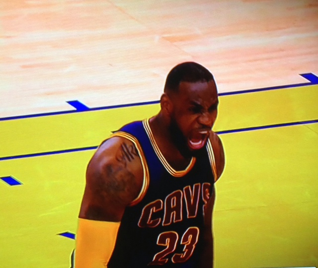LeBron Sreaming On Court After OT Win Game 2 NBA Finals